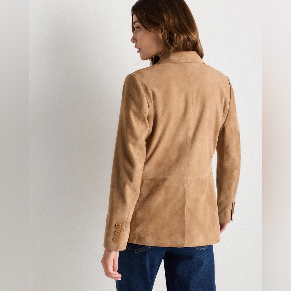 Quince Women 100% Suede Blazer Pecan Brown Outerwear L - Picture 8 of 11